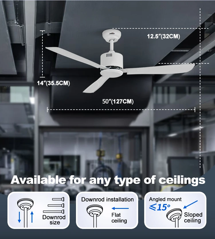 1stshine White Iron Blade Big Modern 56 Inch Ac Dc Industrial Cooling Home Electric Ceiling Fans