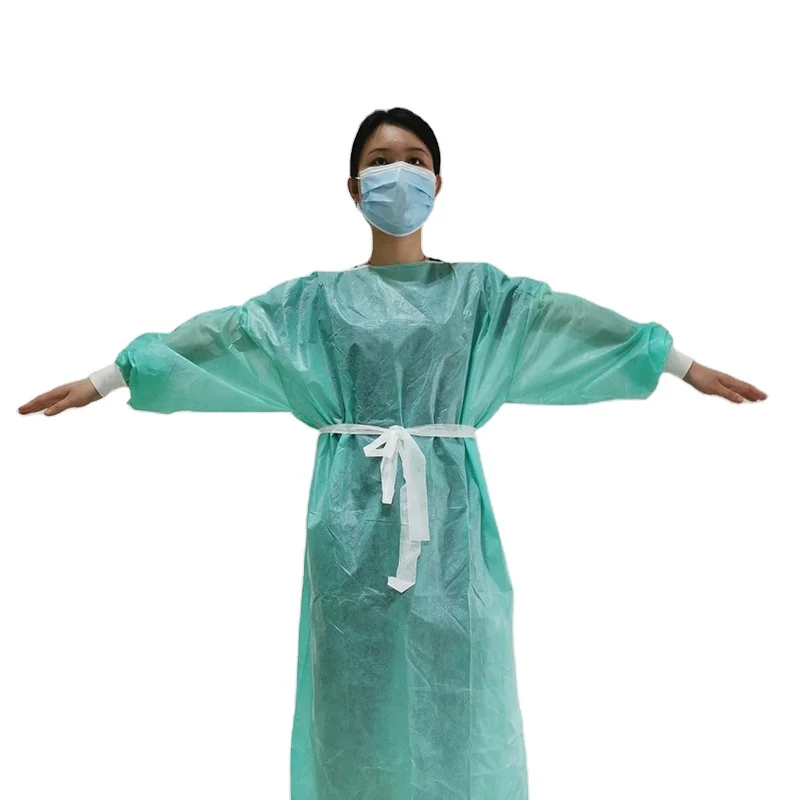 Knitting Cuff Lab Coat  water resistant gowns/plastic aprons disposable 20 grams 30 gsm disposable aami level 2 gowns workwear
