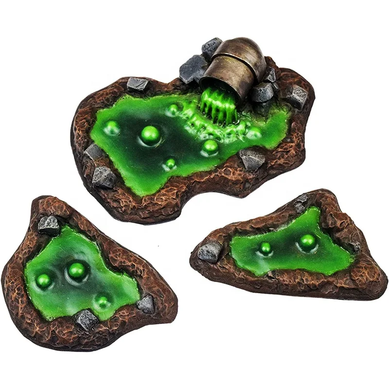Statuettes industrielles miniatures personnalisées pour jeux de guerre sur plateau, en gros : décors en relief stéréoscopiques, modèles en résine de fosses de déchets toxiques, figurines décoratives
