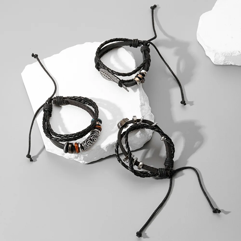 Wholesale Fashion Personality Men's Handwoven Leather Bracelet