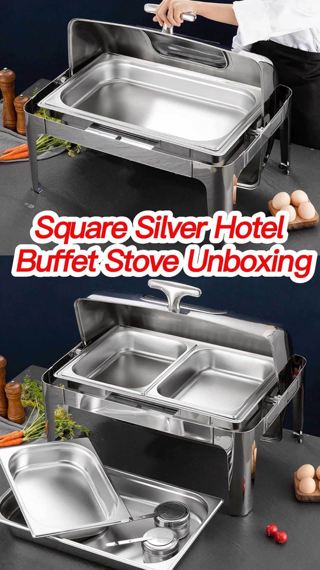 Luxury Restaurant Hotel Roll Top Chaffers Chafing Dish Stainless Steel