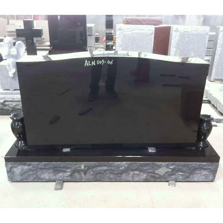 SH STONE Factory Cheapest Stone Black Granite Tombstone Monument Upright Headstone for Wholesale