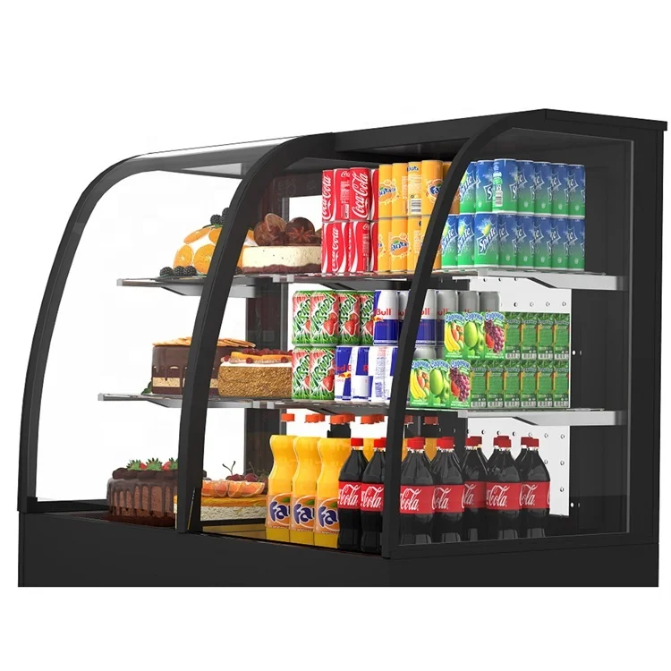 Dual Zone Grab and Go Open Display Chiller  Refrigerated Cake Display Case for Bakery