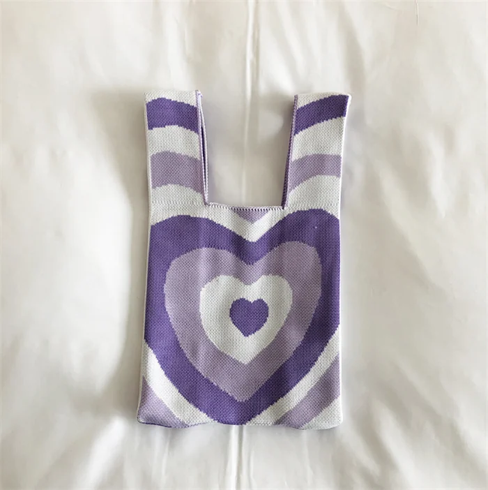 Wholesale S8278 Hot Sale 2022 New Design Tote Handbags Crochet Powerpuff  Heart Women Shoulder Bags From m.