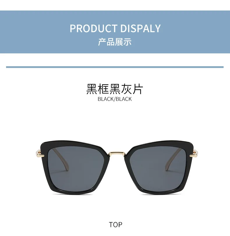 Sunglasses 2022 Oversize Cat Eye Metal Temple Custom Design Female