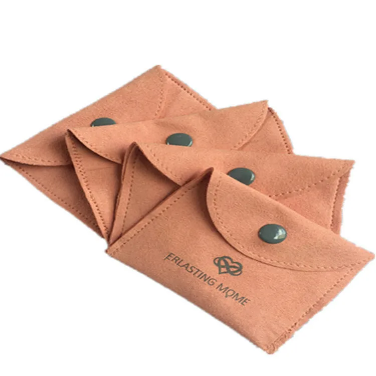 Custom Jewelry Pouch Jewelry Bags Gift Package Flip Cover with Logo Velvet Protection Hot Stamping Recyclable Jelly Accept AZO