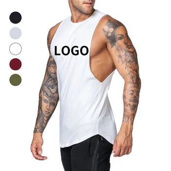 Wholesale Custom logo Cotton Moisture Wicking Muscle Athletic Shirts Sleeveless Fitness Wear Workout Men Gym Tank Top For Men