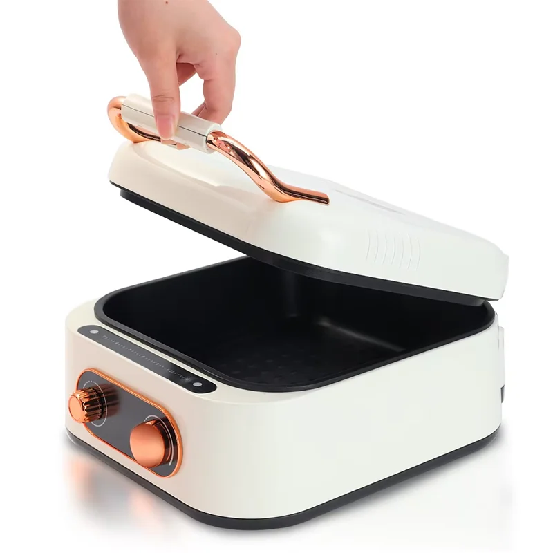 3-In-1 Multi-Function Electric Grill for Household Electric Hot Pot, Barbecue, Shabu-shabu, Pancake Pizza Crepe Maker, 180° Open