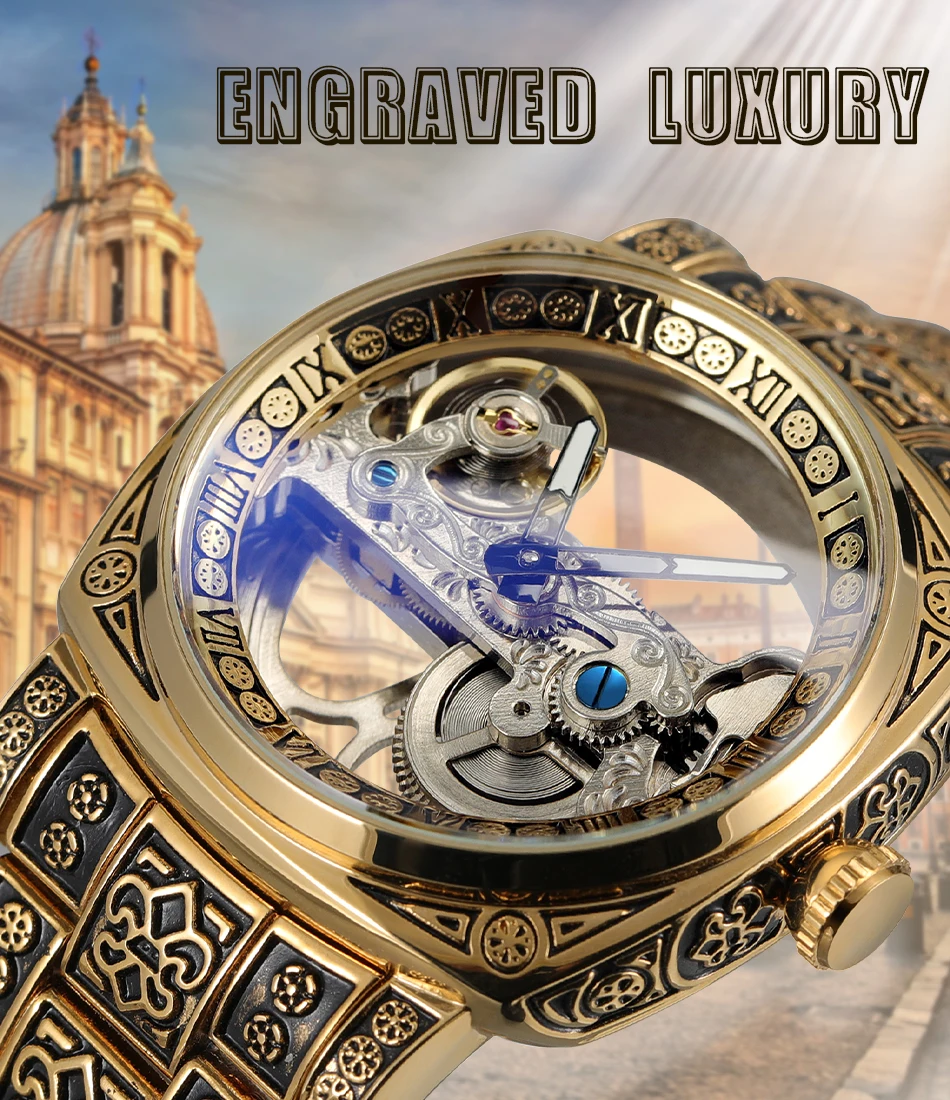 Forsining Men's Automatic Mechanical Watch Vintage Hollow Style_voghion.com