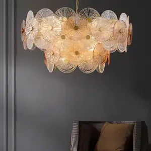 Glamorous Luxury Crystal Glass Chandelier with Single and Double Layer Rings for Hotel Halls and Villas