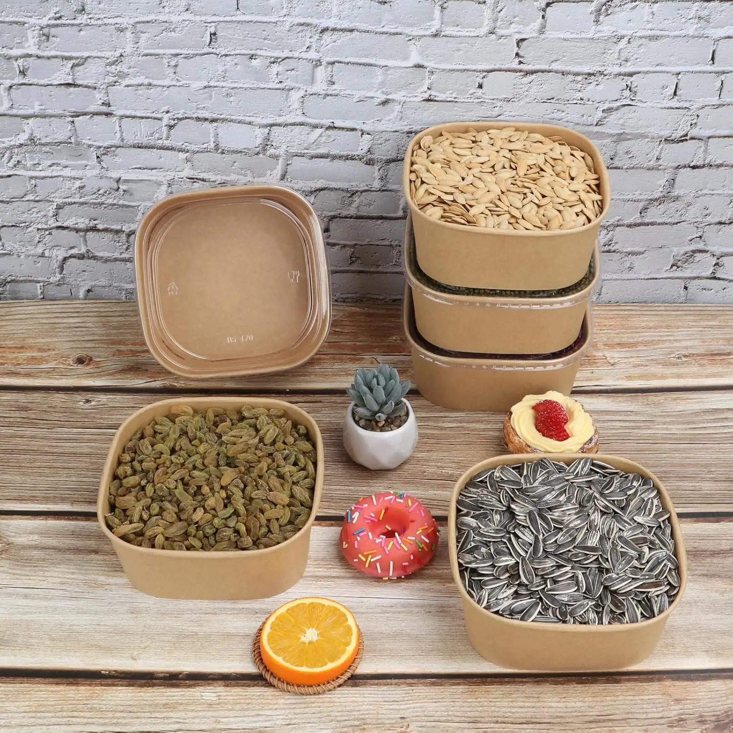 Disposable HALAL Friendly Paper Soup Bowl Paper Cups Food Container Biodegradable Take Away Kraft Paper Salad Bowl With Lids factory