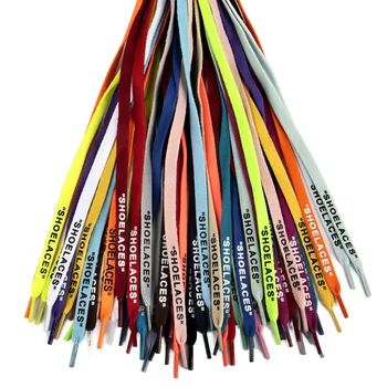 HF Custom Flat Letter Printed Polyester Shoelaces Sport Fashion Sneakers Shoe Lace Accessories Metal Plastic Cotton Elements