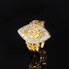 Anillo de diamante amarillo talla Flor de Hielo de tamaño ajustable