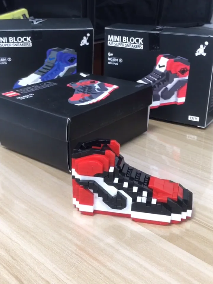 Mini building blocks Basketball shoes model set sneaker model building  block toys box gift