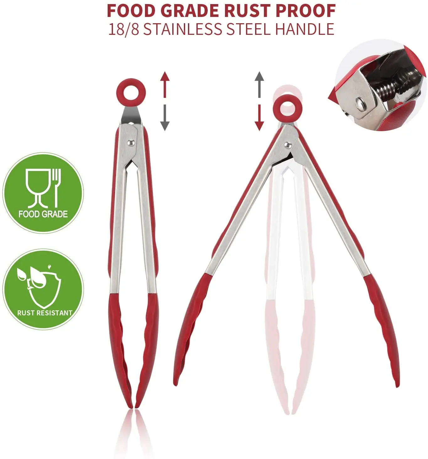 USSE Kitchen Cooking BBQ Grilling Tongs Set 7 9 12 Inch Silicone Metal Hand Design Style for Food Salad Serving BBQ Box Packed factory