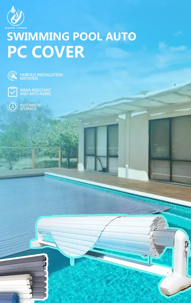 Motorized Hard Plastic Rigid Polycarbonate Swimming Pool Cover Outdoor Automatic Pool Cover 9358