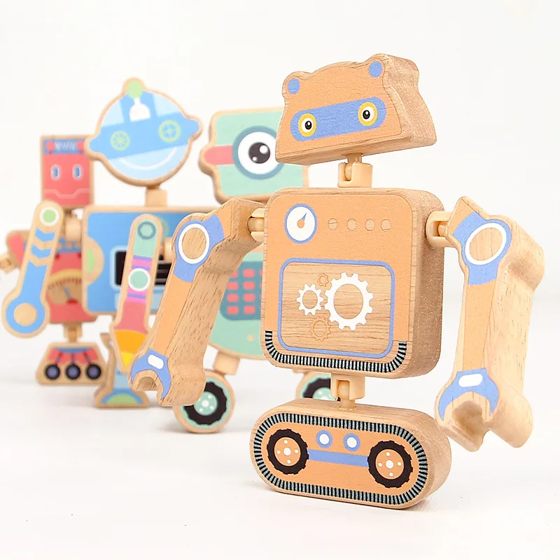 木製スナップ式組み立ておもちゃ STEM ロボット恐竜分解プレイセット 細かい運動技能 モンテッソーリ教育用学習おもちゃ