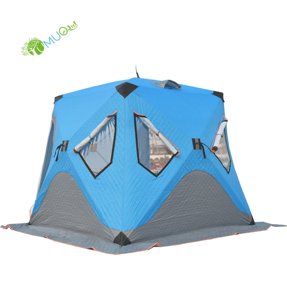 YumuQ 6,5 'зимняя кубическая палатка для подледной рыбалки, портативный Ветрозащитный укрытие для подледной рыбалки с двойной дверью