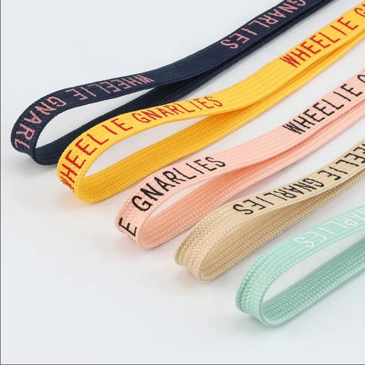 Custom Printed Drawcord Hoodie String Flat Drawstring 12mm Width Cotton Cord With Metal Tips
