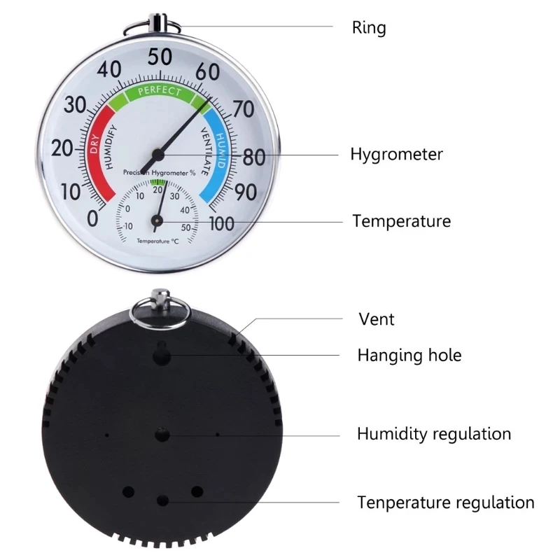 Analog Indoor/Outdoor Thermometer Hygrometer Temperature Humidity