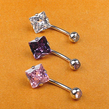 Titanium Piercing Jewelry ASTM F 136 Titanium Jewelry  AAAAA+ Zircon 1.6*10*5/8 Navel Piercing Jewelry