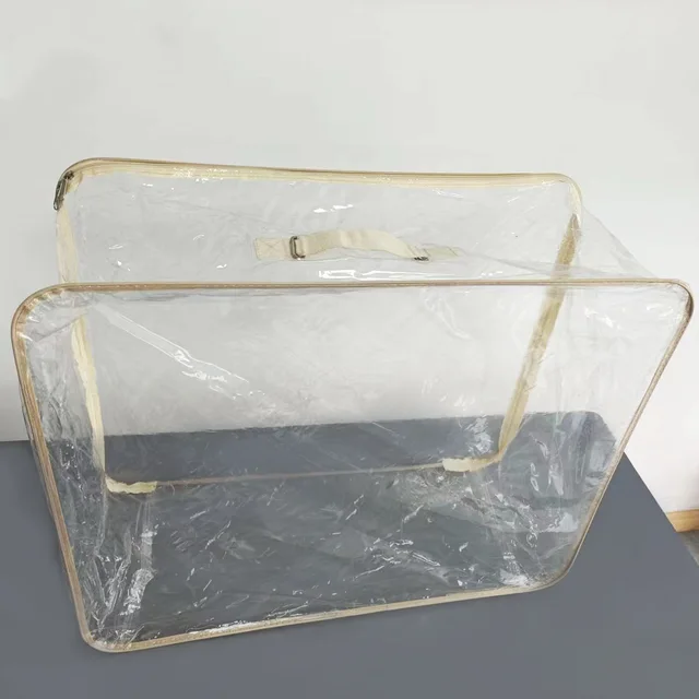 Wholesale Transparent Waterproof Plastic Zipper Bag Large Capacity PVC Quilt Storage Bag Bedding Blanket Pillow Storage Bag