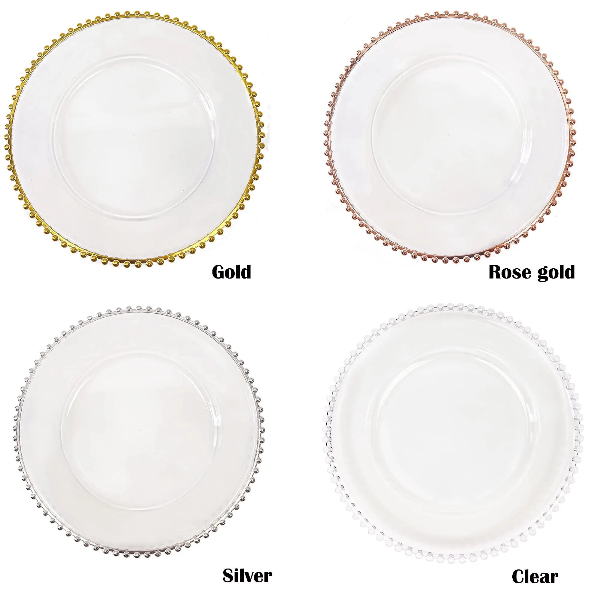 Wholesale Cheap 13 Inch Clear Plastic Beaded Charger Plates For Wedding