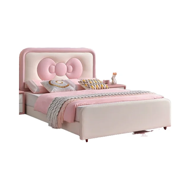 Modern Pink Cartoon Print Princess Bed for Bedroom Living Room Dining Application