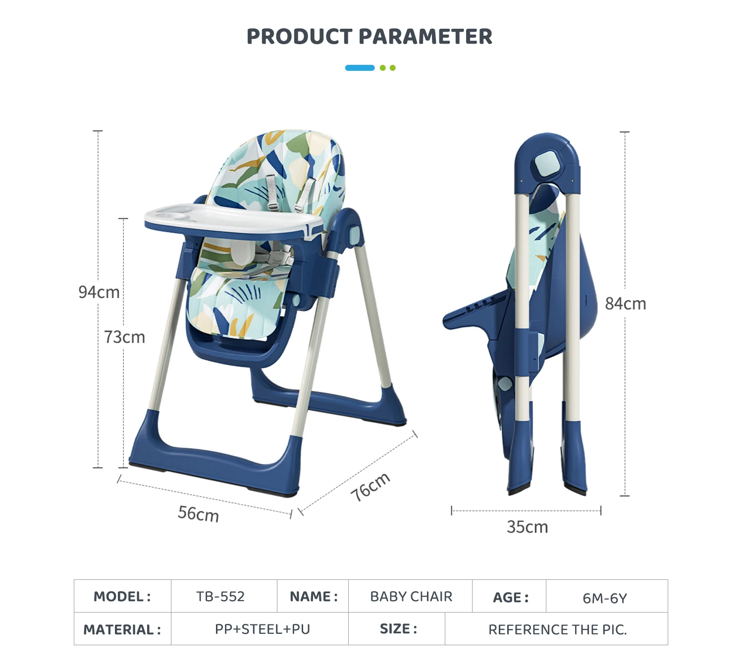 Oem Foldable Kids Chair Folding Infant Baby High Chairs Feeding