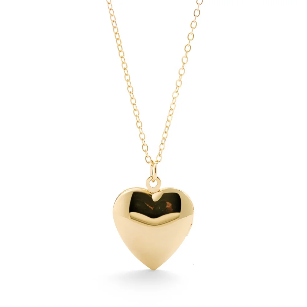 18K Gold Plated Heart Pendant Necklace with Picture Locket