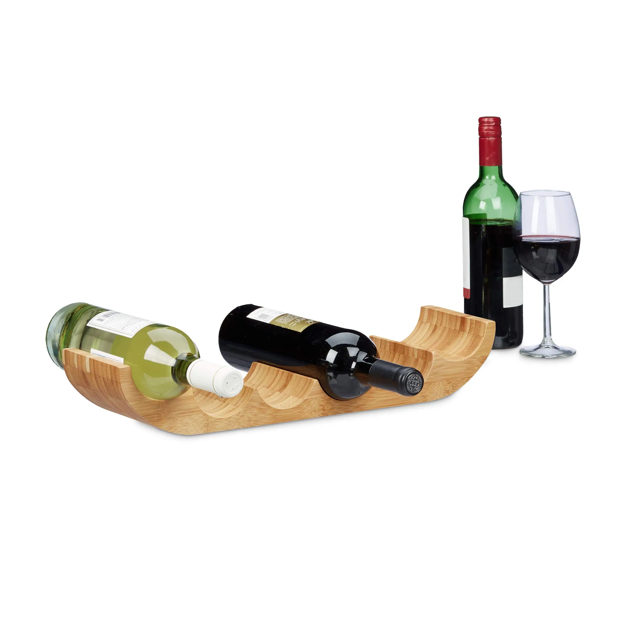 Wholesale Solid Bamboo Rack Original Design Wine Bottle Display Stand for 6-Standards Elegant Dining Chair Furniture for Home