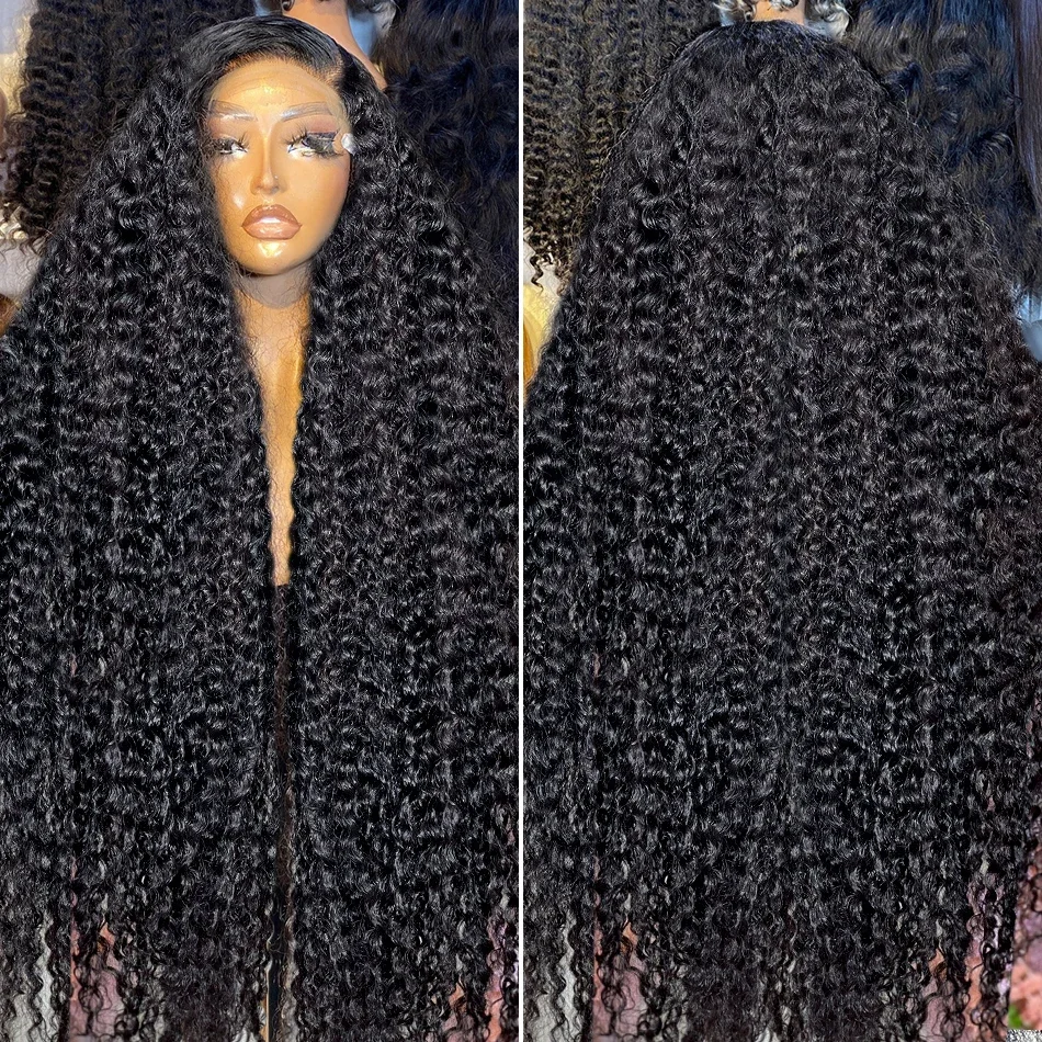 250 Densitet Lockigt HD Transparent Lace Frontal Peruk Brasiliansk Remy Vatten Djupt Vågigt Äkta Hår Peruker För Kvinnor_voghion.com
