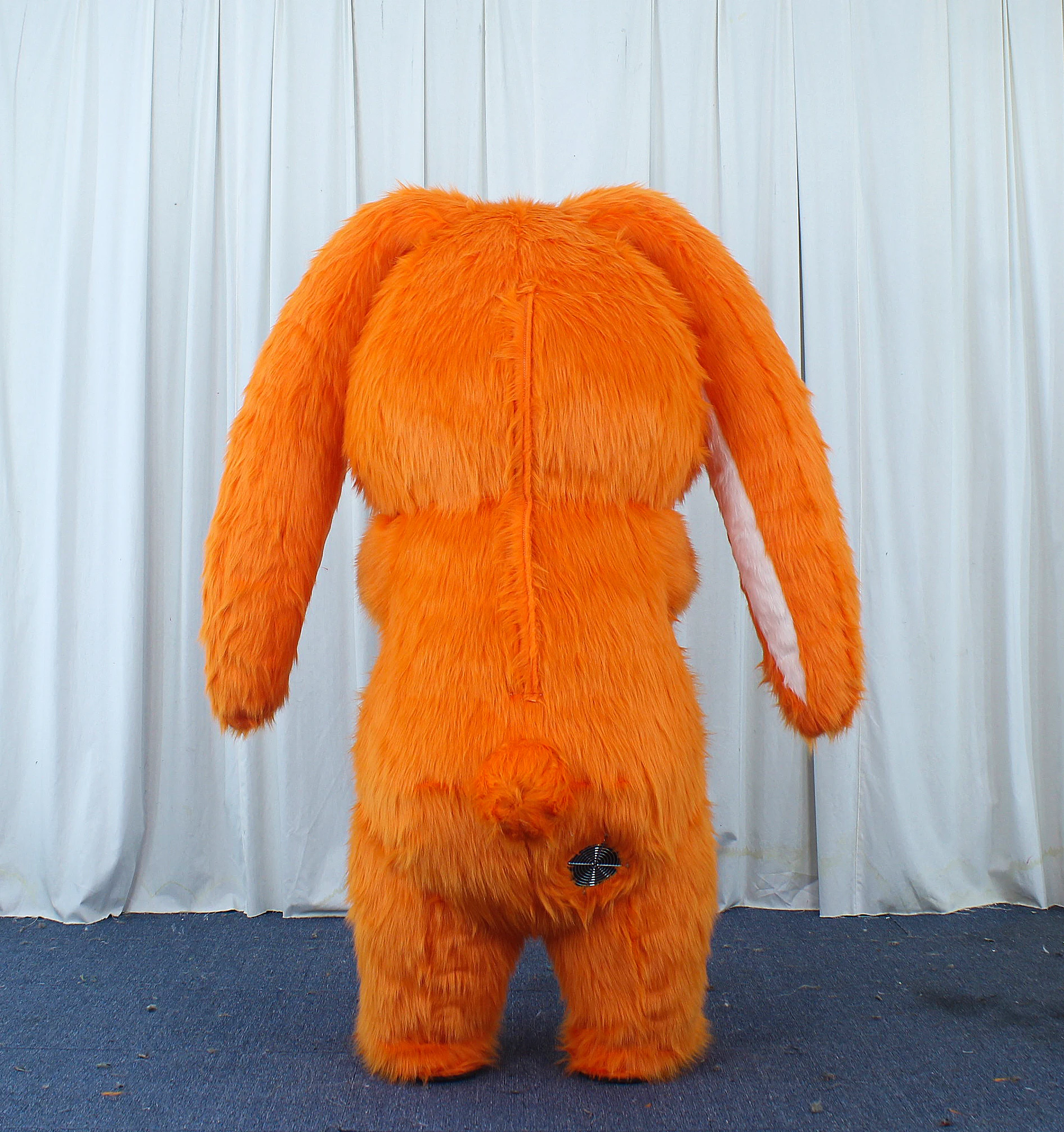 Unisex Inflatable Long-Eared Orange Rabbit Mascot Costume Lovely Cartoon Animal for Halloween & Easter Theme Entertainment