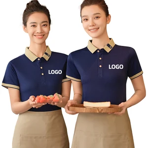 Wholesale Custom Logo Work Shirt Uniform Restaurant Short Sleeve Shirt Waiter Uniforms  Hotel Uniform Design Men Shirts