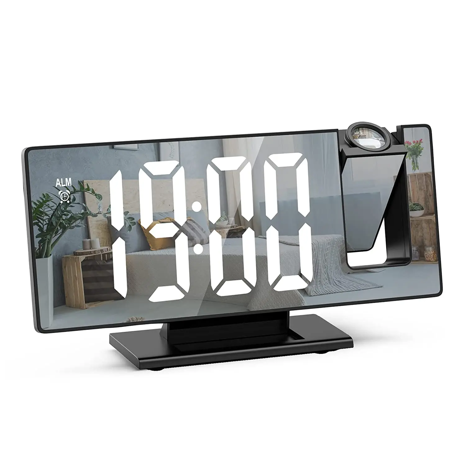 Desktop Electric Digital Projection Mini Light Alarm Table Mirror LED Clock With Time Projector