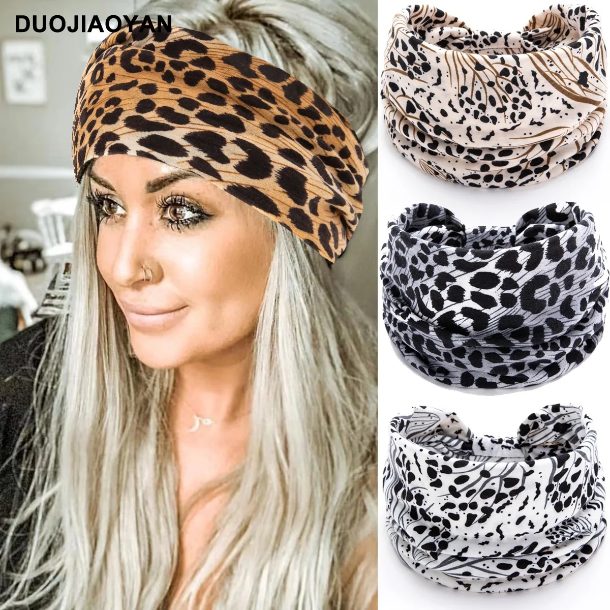 10 Pieces African Headband Boho Print African Turban Wide Elastic Headband​​​ 8 Pack Boho Print Headbands - Stretchy Wide Elastic Hair  main image 2