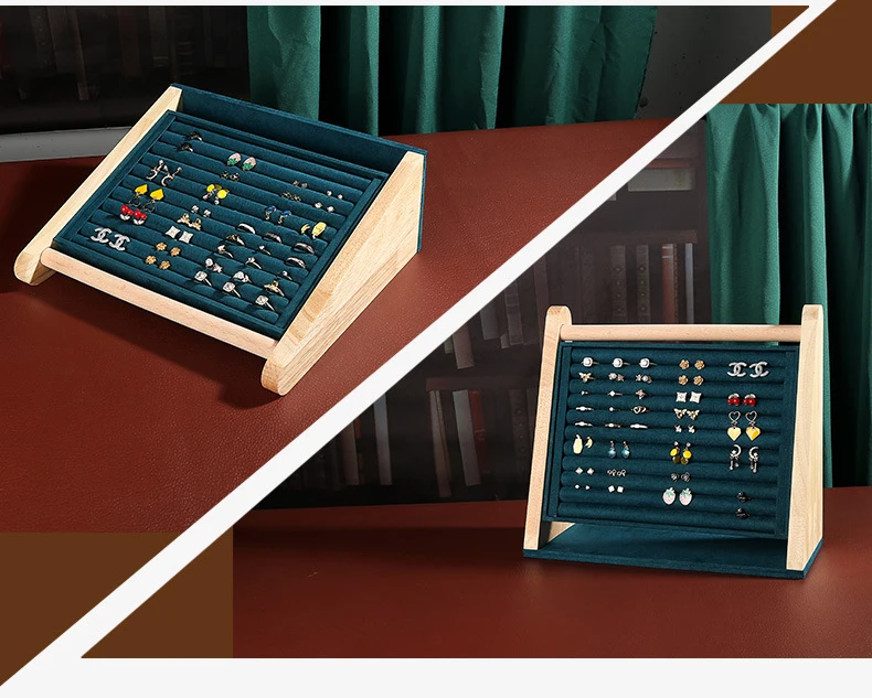 Classics Large Capacity Jewelry Display Rack Multiple Ring Earring Display Stand Solid Wood