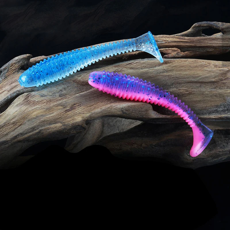 Bulk Easy Shiner Screw t Shape Paddle Tail Swim Baits Soft Plastic Fishing Lures Silicone Worms Softlure