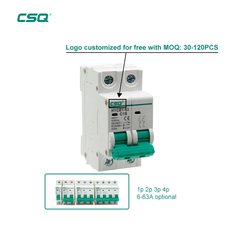 CSQ Manufacture AC DC Micro 20 Amp Phase 60 Amp Circuit Breaker Switch  Miniature MCB Miniature Circuit Breaker