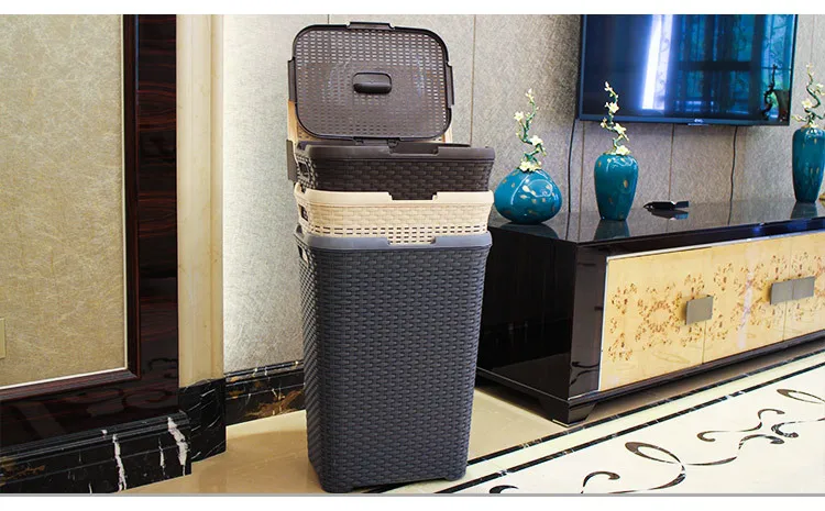 60 л корзина для белья стильная пластиковая с