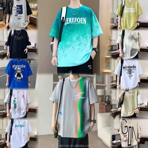 Men's 100% Cotton Short Sleeve T-Shirt Ultra High Cotton Content Breathable Front Logo Printed Loose Fit High Street Factory