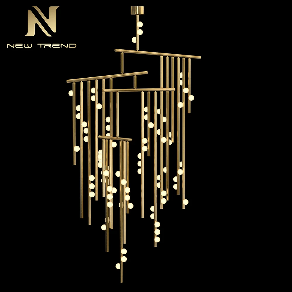 CPL-324 Modern Indoor Decoration Pendant Light Chandelier Villa Staircase Frame Glass Sphere LED Chandelier