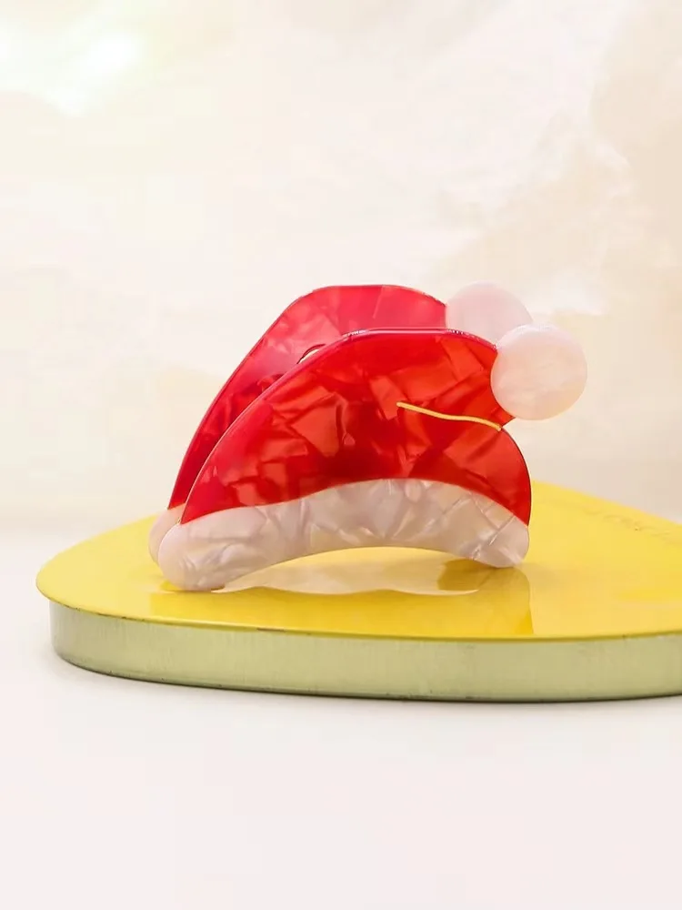 Yhj Wholesale Hair Claw Clips Chirsmas Hat Design Hair Claw Custom