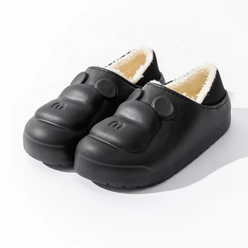 2025 New Petal Cotton Home Slippers Women Men Waterproof Non-Slip Indoor Autumn Winter EVA Insole Plush Outsole Customizable