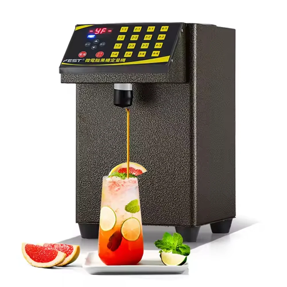 XEOLEO Syrup Dispenser 16 Grid Quantitative Machine Automatic Fructose Dispenser Micro Computer Fructose Machine Stainless Steel