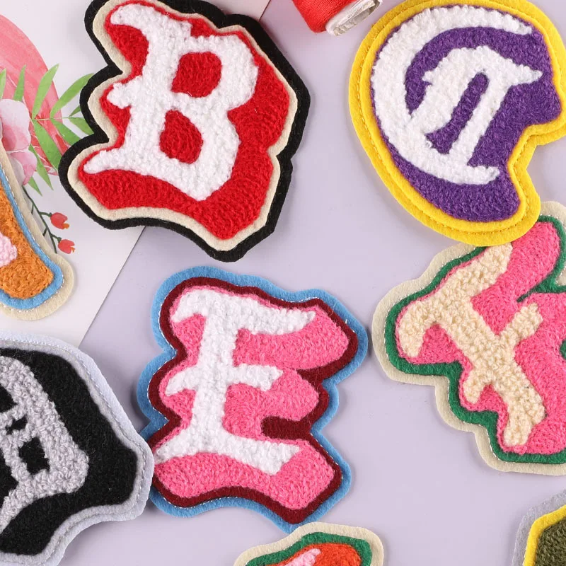 Custom Made a to I Colorful Letter Design Embroidery Chenille Patch for Baby Clothing