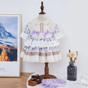 Kids Gorgeous Boutique Clothes High Quality 2021 Summer Party Vintage Spanish Baby Girls Dress