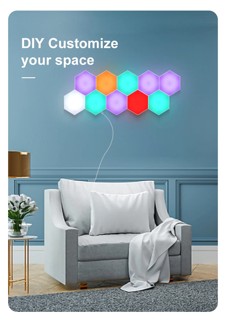 Hexagonal Touch Led Wall Light With Remote Control Smart Home Hexagon 