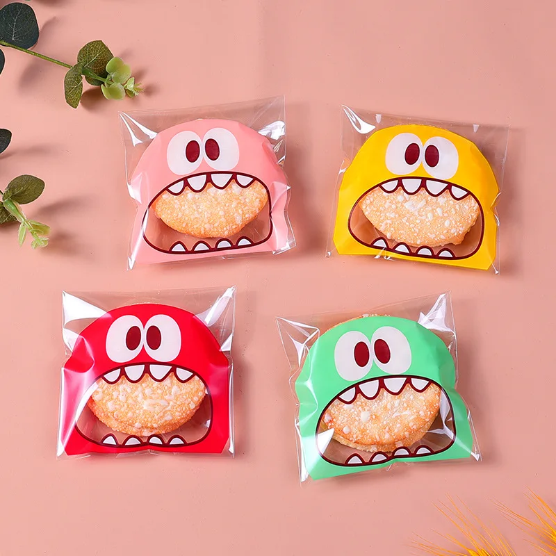 100pcs Plastic Packaging Bag, Cartoon Graphic Candy & Cookie Self-Adhesive  Packaging Bag