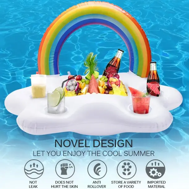 Jasonwell Inflatable Rainbow Cloud Drink Holder Floating Beverage Salad  Fruit Serving Bar Pool Float Party Accessories Summer Beach Leisure Cup  Bottle